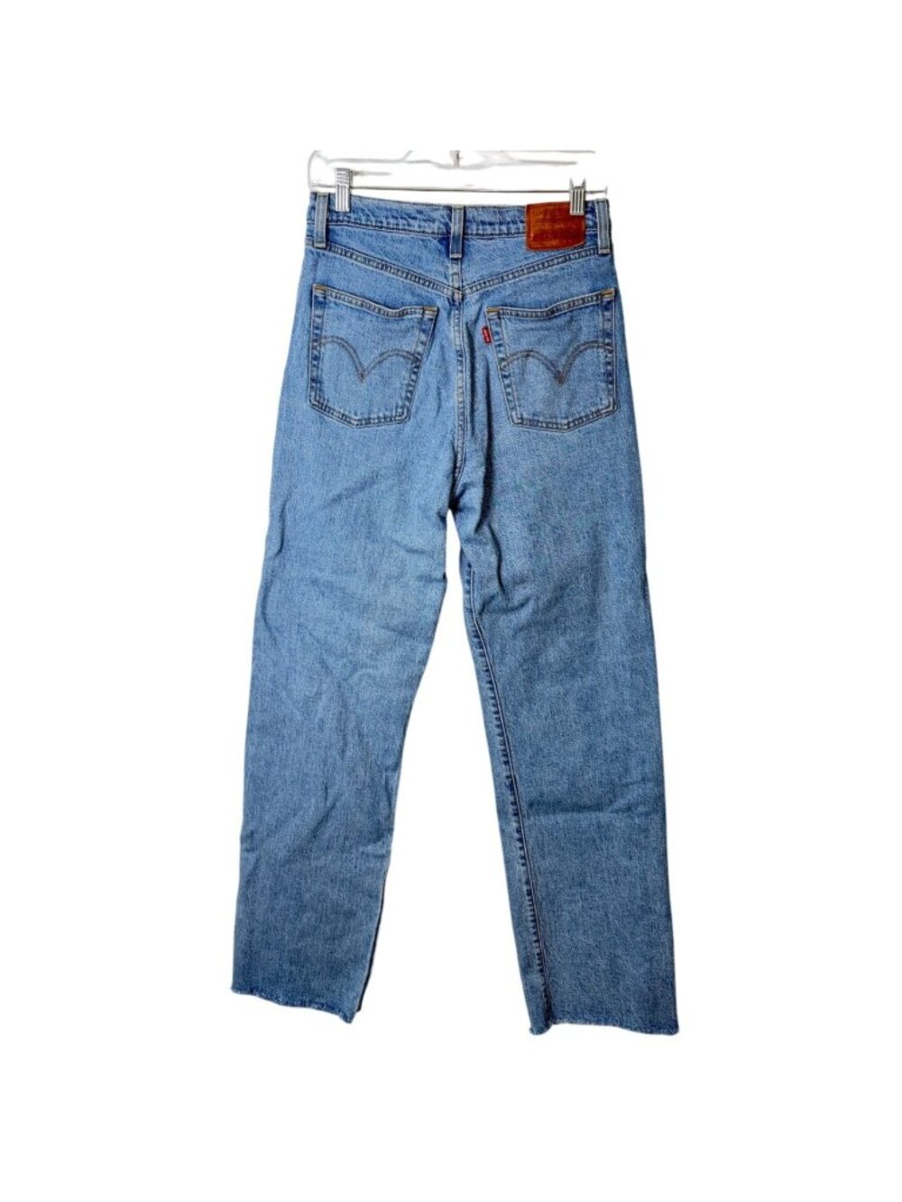 Levis Womens Size 29 Rib-Cage Straight Jeans High-Waisted Light Wash Raw Hem - Picture 2 of 10